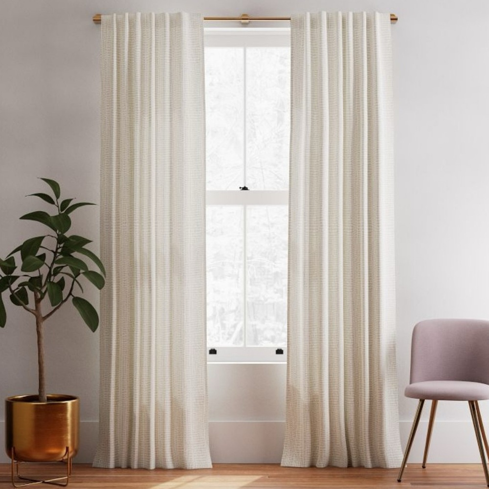 West Elm Cotton Canvas Bomu Curtains, Stone Gray
